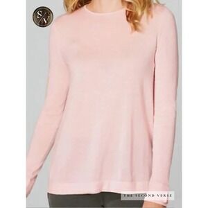 J. Jill Merino Wool Washable Sweater XL Pink Long Sleeve Crew Neck Size XL